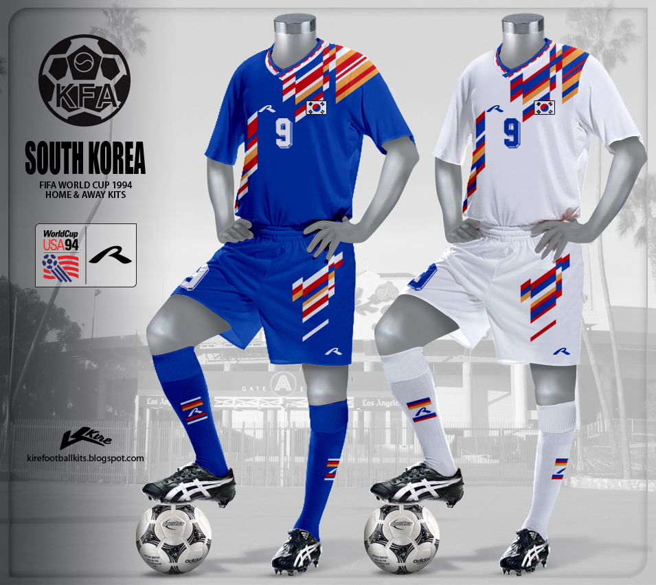 South Korea Home and Away Kits World Cup 1994